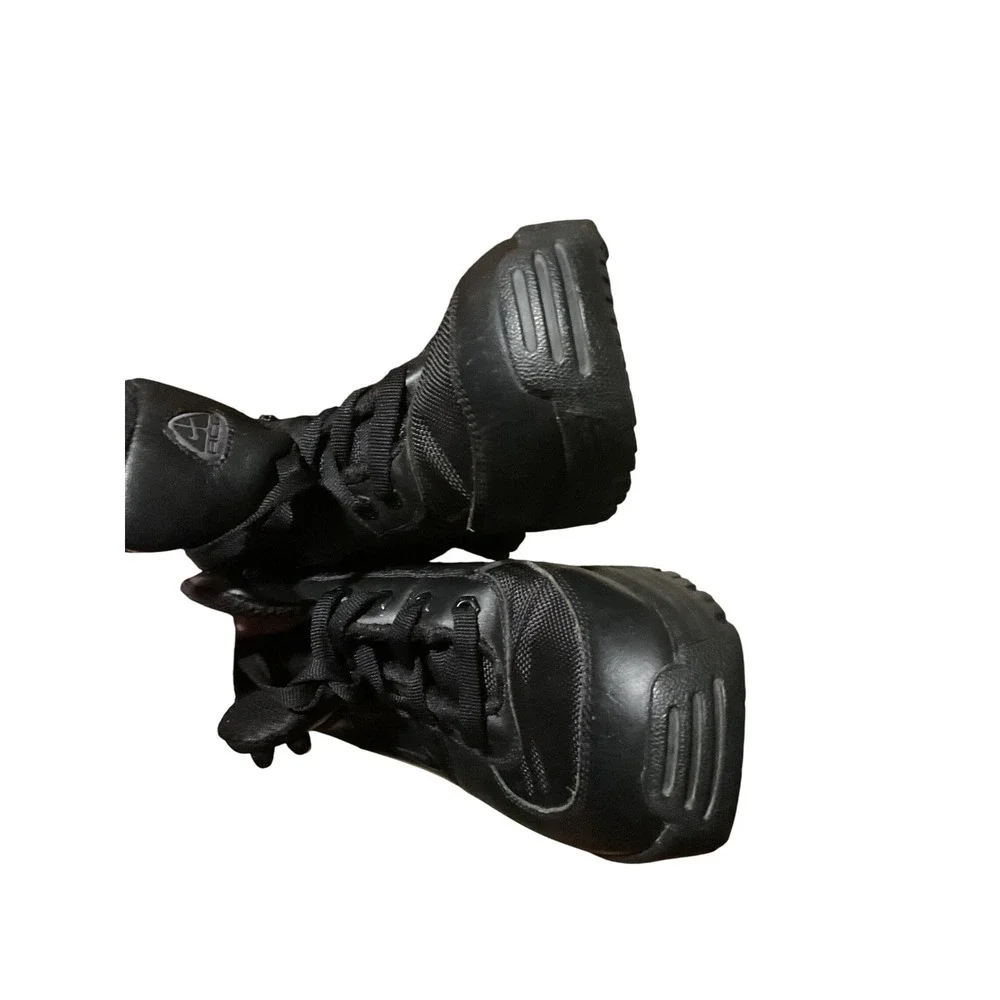 Kids Black Leather Ankle Boots Lug Sole Lace Up Casual Shoes 6‎ Y